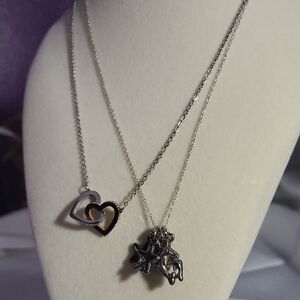 CW 925 Necklace With Starfish&dolphin Charms, Heart Necklace